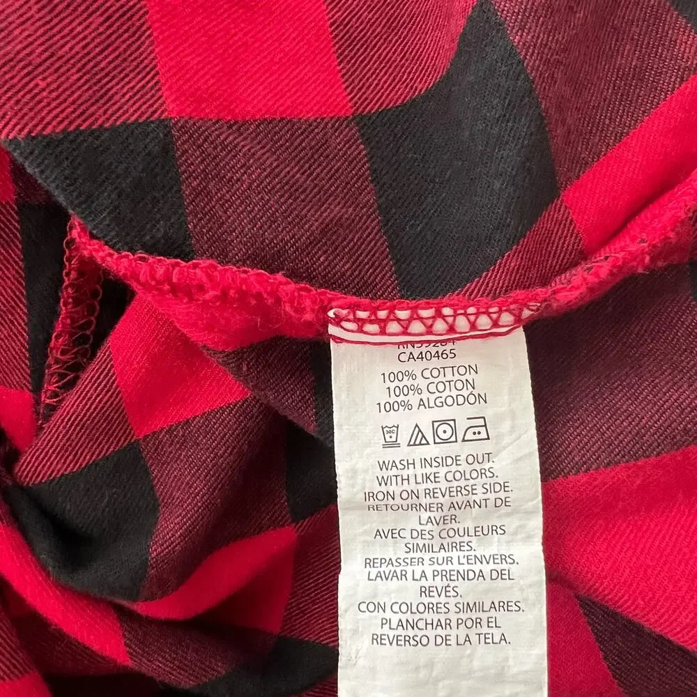 Children's Place long sleeve red black buffalo plaid tie flannel shirt dress